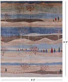 Tribal Persian Gabbeh Hand Knotted Wool Rug - 8' 0" X 9' 9" - Golden Nile