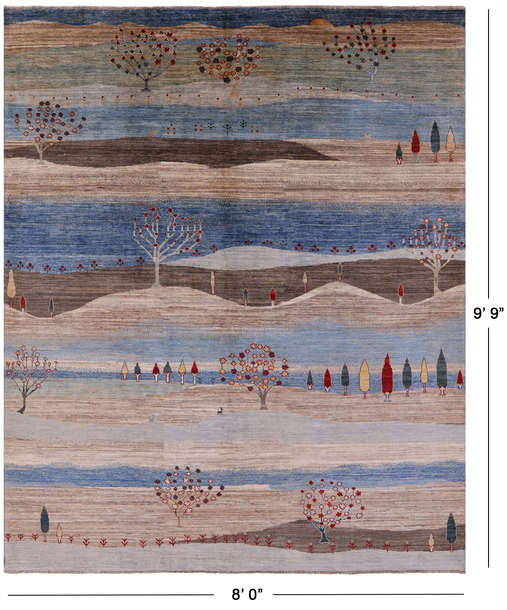 Tribal Persian Gabbeh Hand Knotted Wool Rug - 8' 0" X 9' 9" - Golden Nile