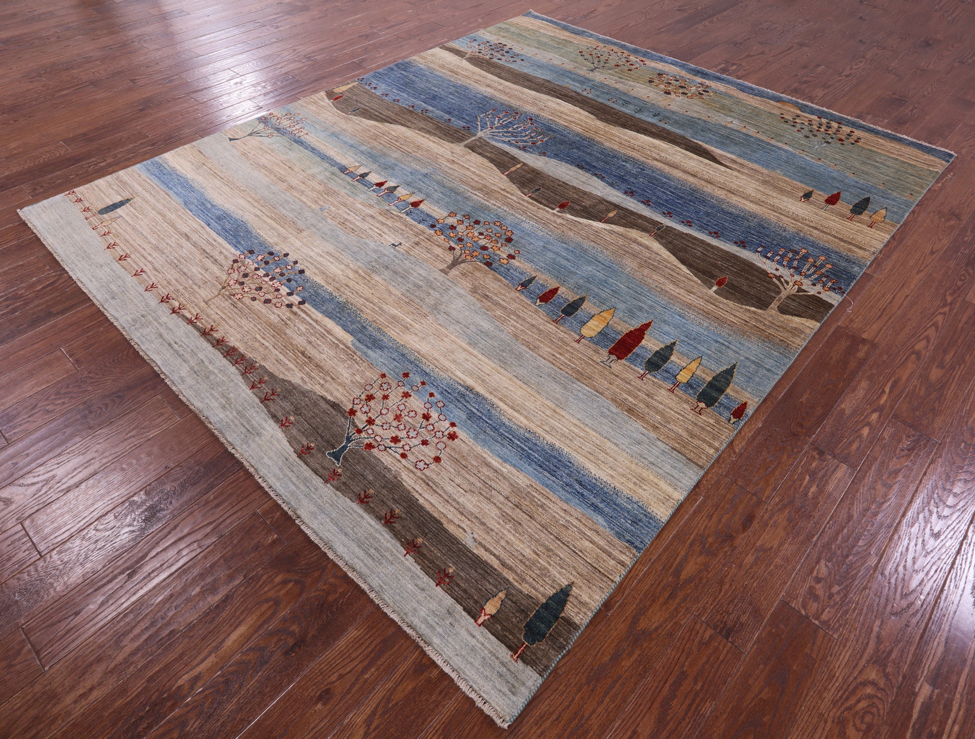Tribal Persian Gabbeh Hand Knotted Wool Rug - 8' 0" X 9' 9" - Golden Nile