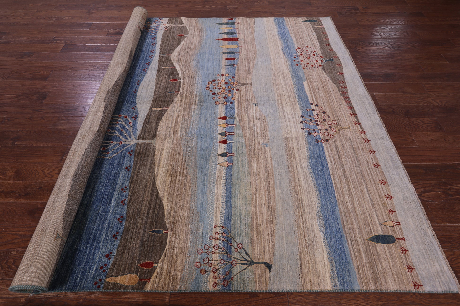 Tribal Persian Gabbeh Hand Knotted Wool Rug - 8' 0" X 9' 9" - Golden Nile