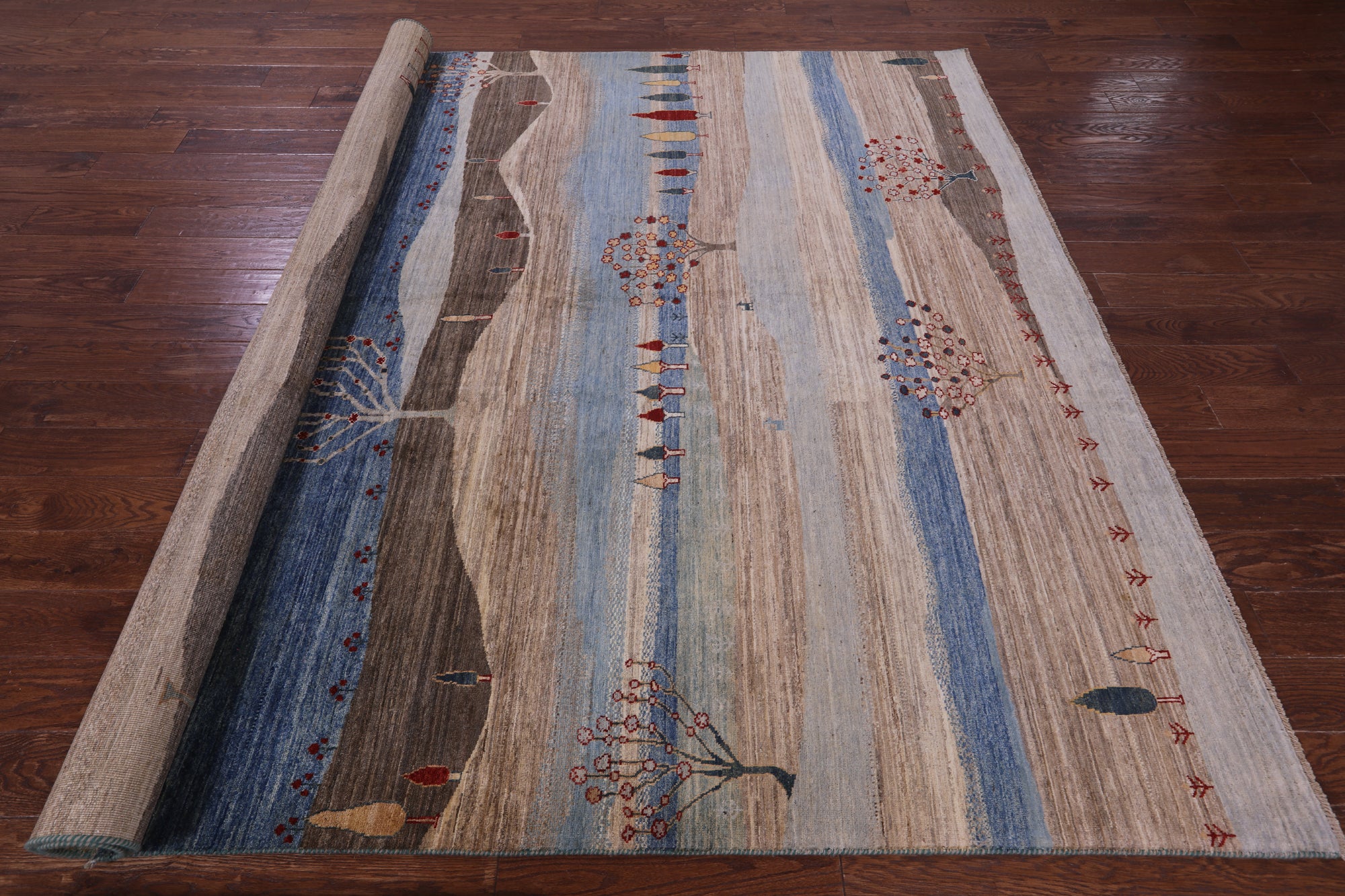 Tribal Persian Gabbeh Hand Knotted Wool Rug - 8' 0" X 9' 9" - Golden Nile