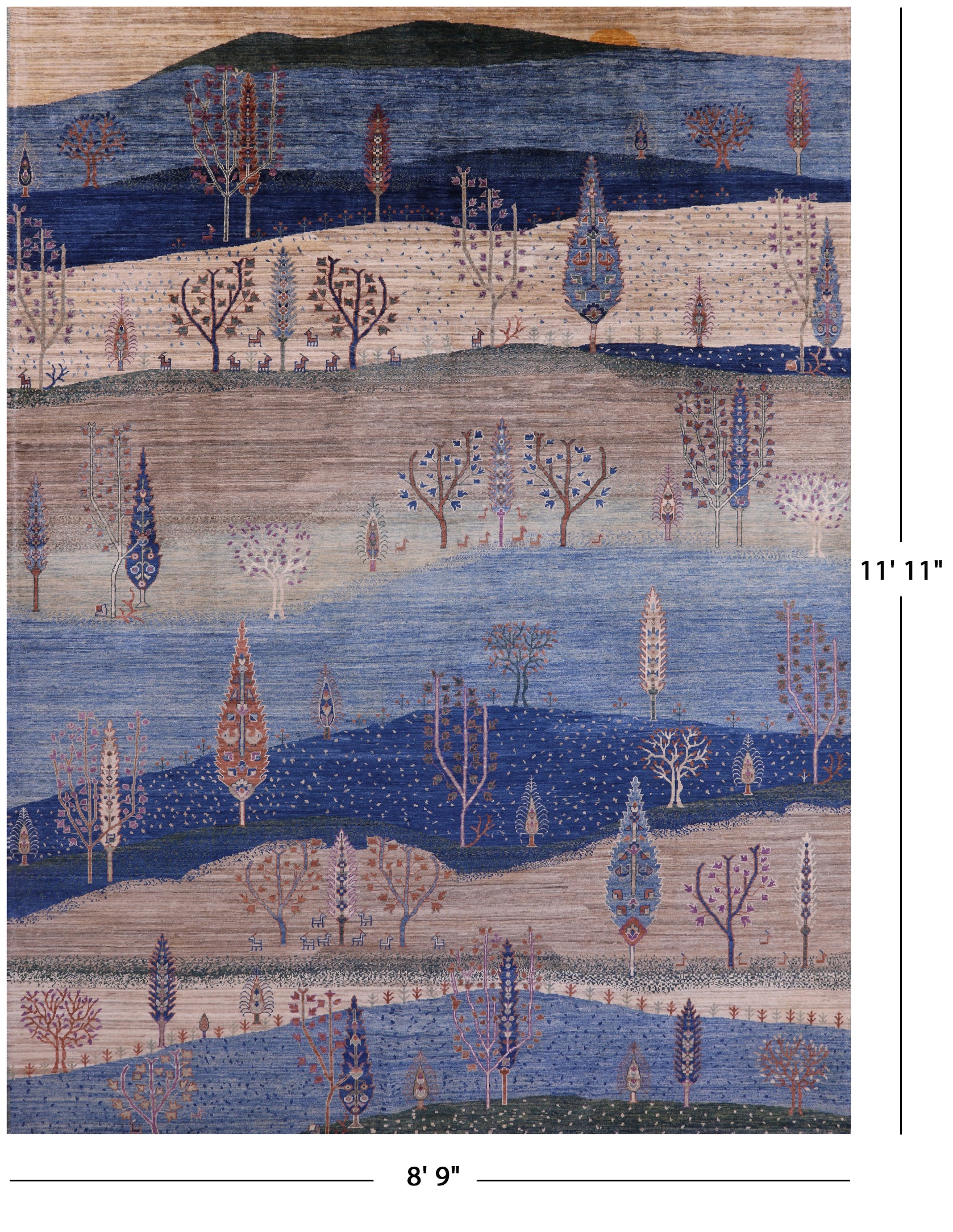 Tribal Persian Gabbeh Hand Knotted Wool Rug - 8' 9" X 11' 11" - Golden Nile