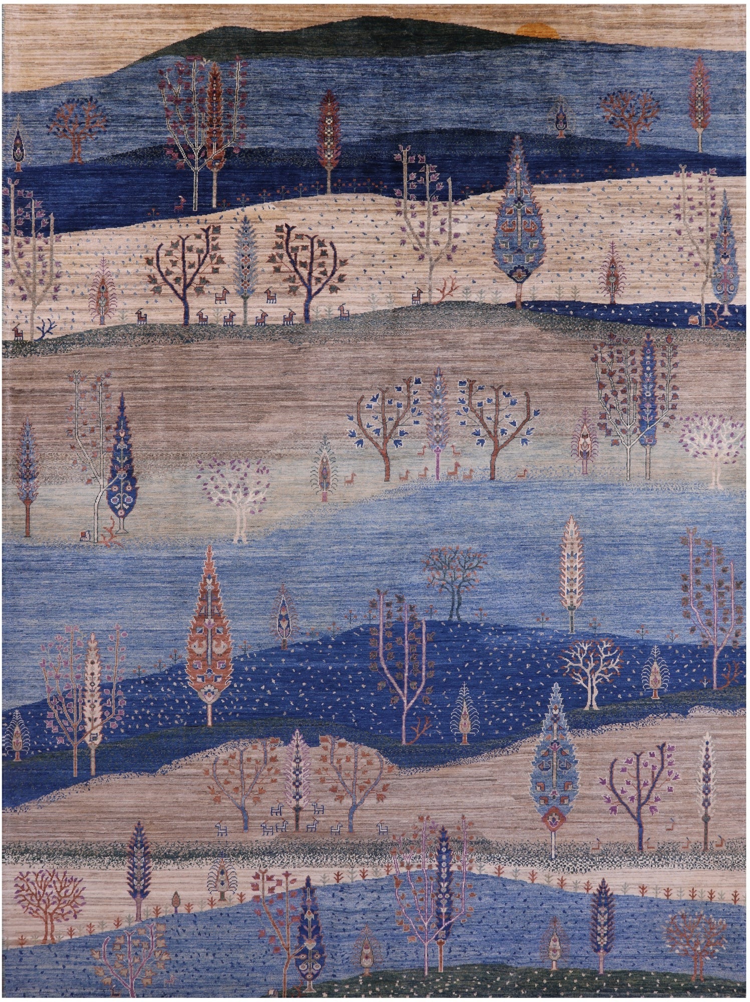 Tribal Persian Gabbeh Hand Knotted Wool Rug - 8' 9" X 11' 11" - Golden Nile