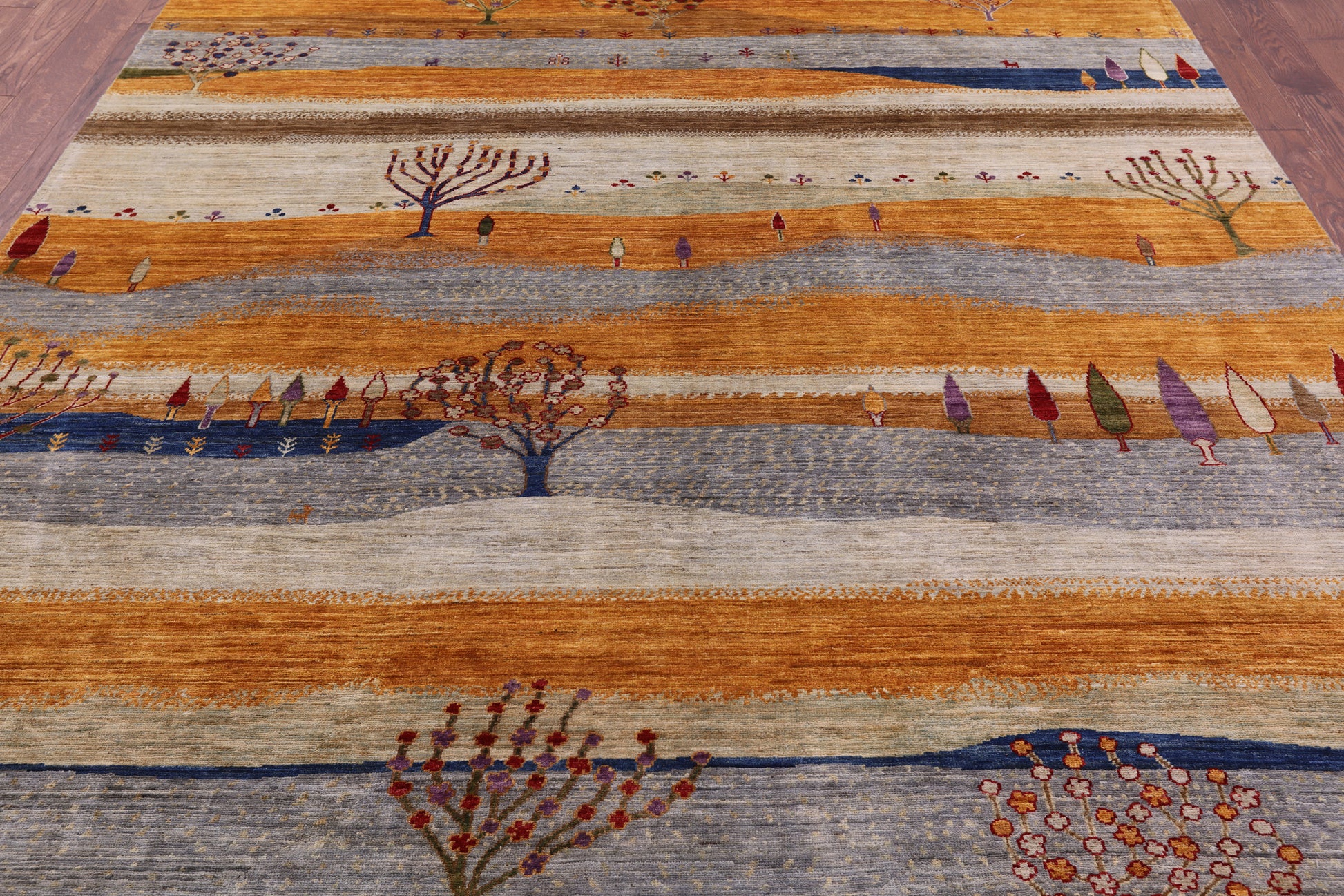 Tribal Persian Gabbeh Hand Knotted Wool Rug - 8' 3" X 9' 9" - Golden Nile