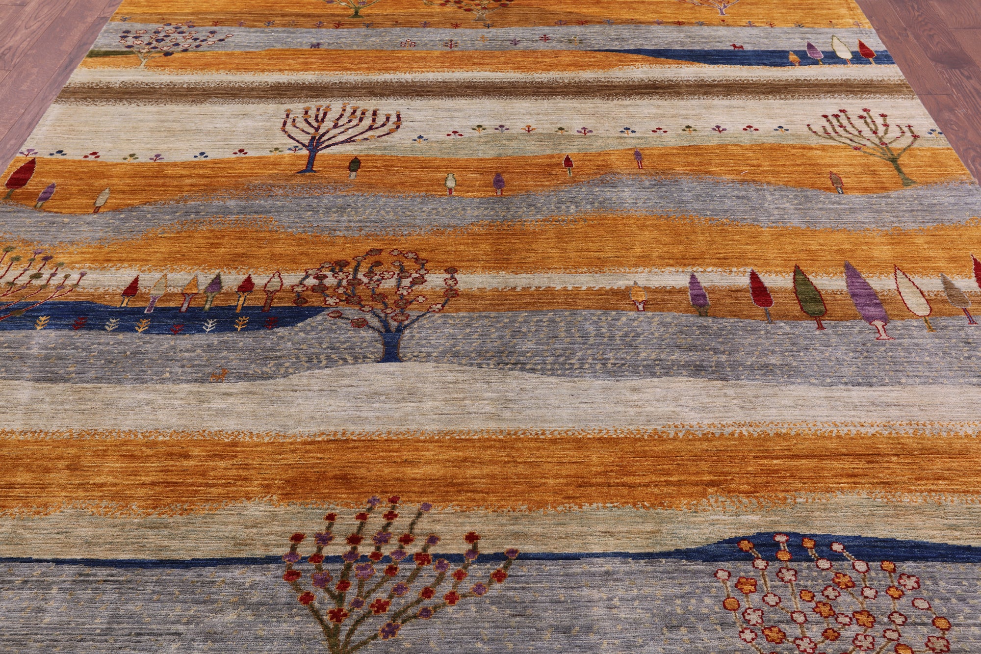 Tribal Persian Gabbeh Hand Knotted Wool Rug - 8' 3" X 9' 9" - Golden Nile
