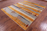 Tribal Persian Gabbeh Hand Knotted Wool Rug - 8' 3" X 9' 9" - Golden Nile