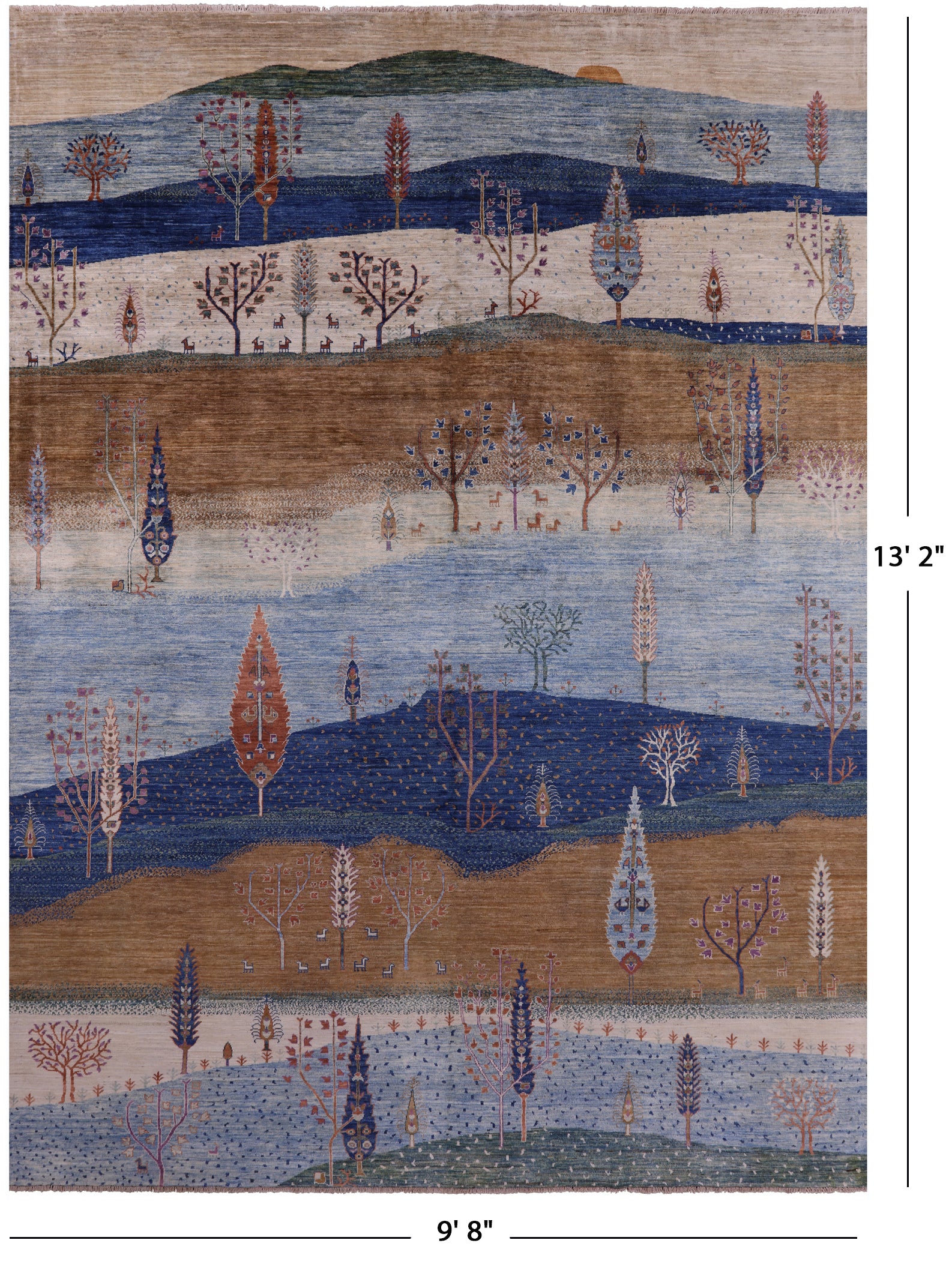 Tribal Persian Gabbeh Hand Knotted Wool Rug - 9' 8" X 13' 2" - Golden Nile