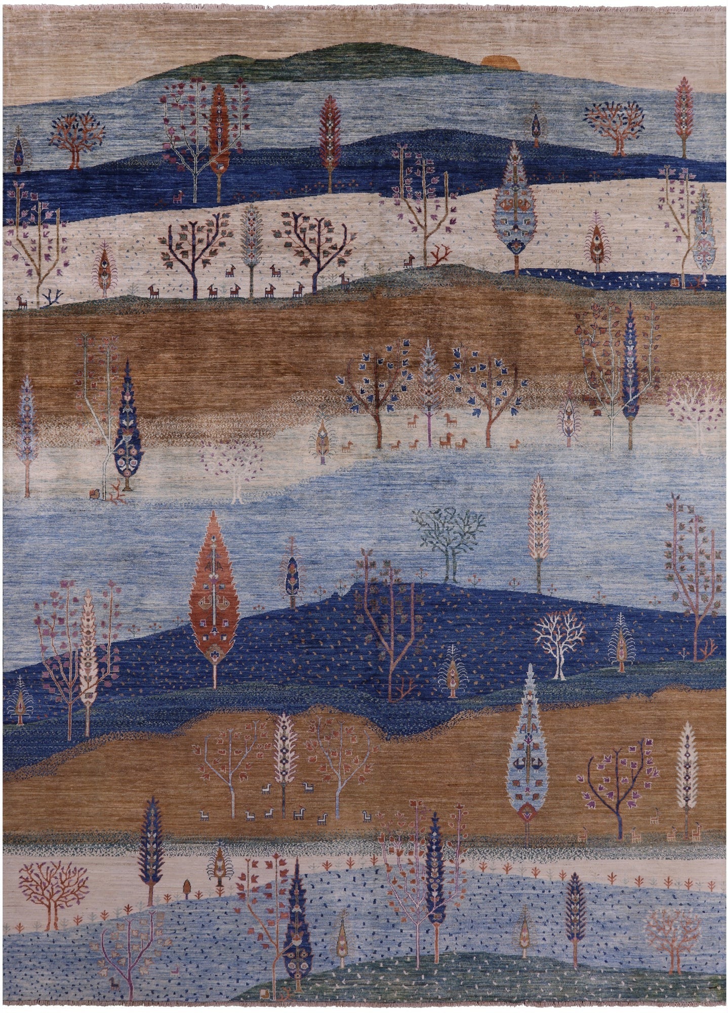 Tribal Persian Gabbeh Hand Knotted Wool Rug - 9' 8" X 13' 2" - Golden Nile
