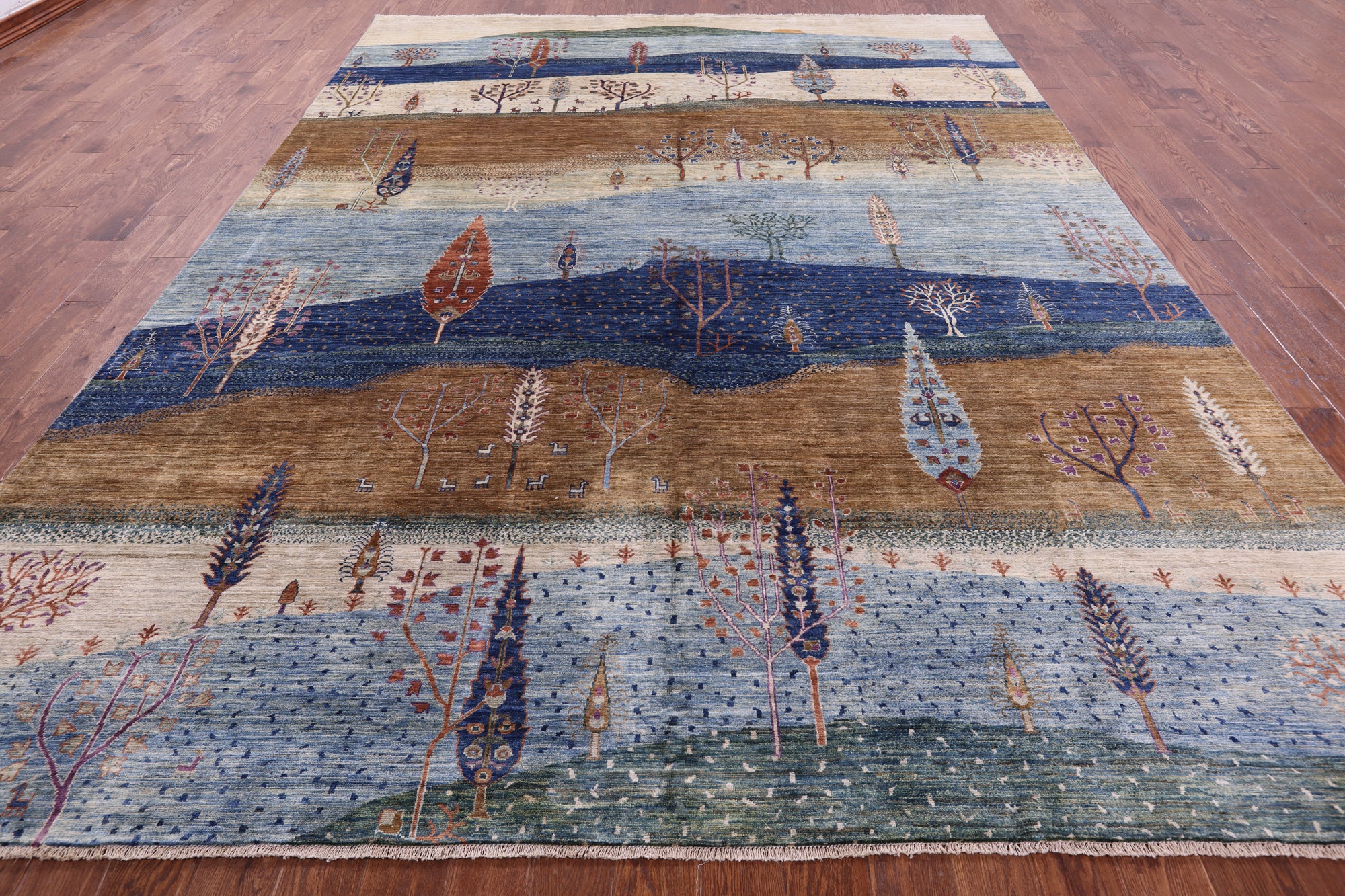 Tribal Persian Gabbeh Hand Knotted Wool Rug - 9' 8" X 13' 2" - Golden Nile