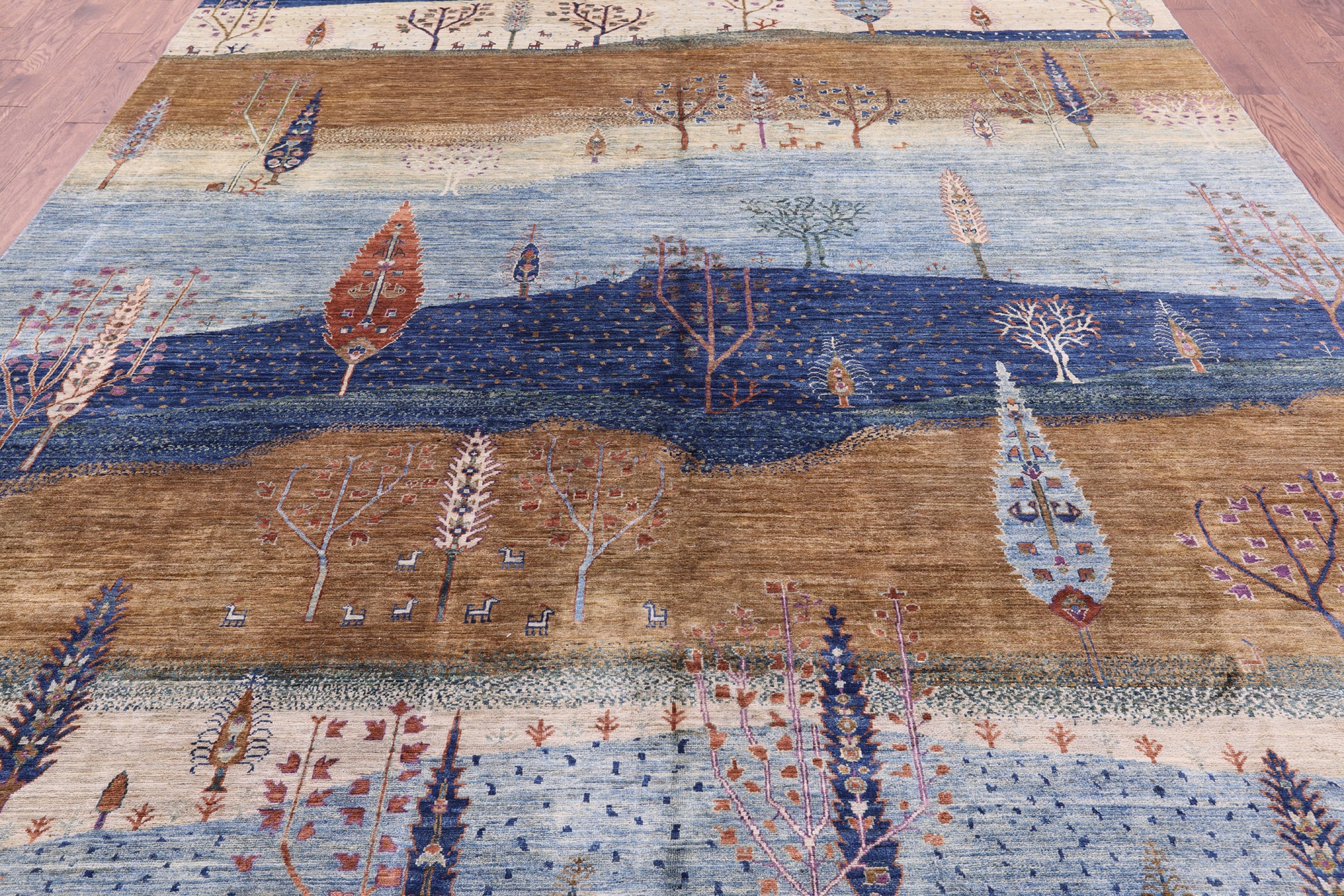 Tribal Persian Gabbeh Hand Knotted Wool Rug - 9' 8" X 13' 2" - Golden Nile