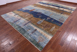 Tribal Persian Gabbeh Hand Knotted Wool Rug - 9' 8" X 13' 2" - Golden Nile