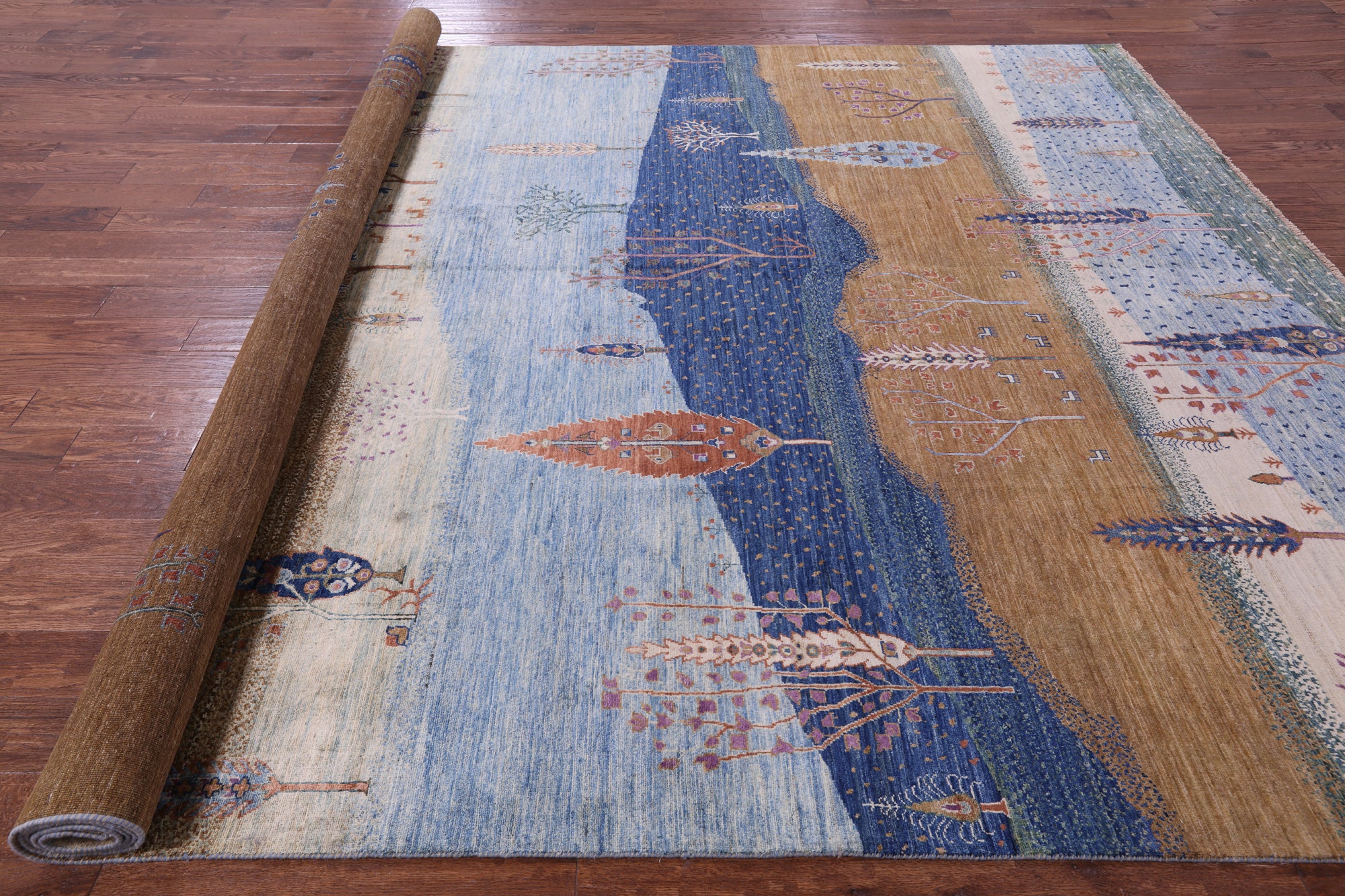Tribal Persian Gabbeh Hand Knotted Wool Rug - 9' 8" X 13' 2" - Golden Nile