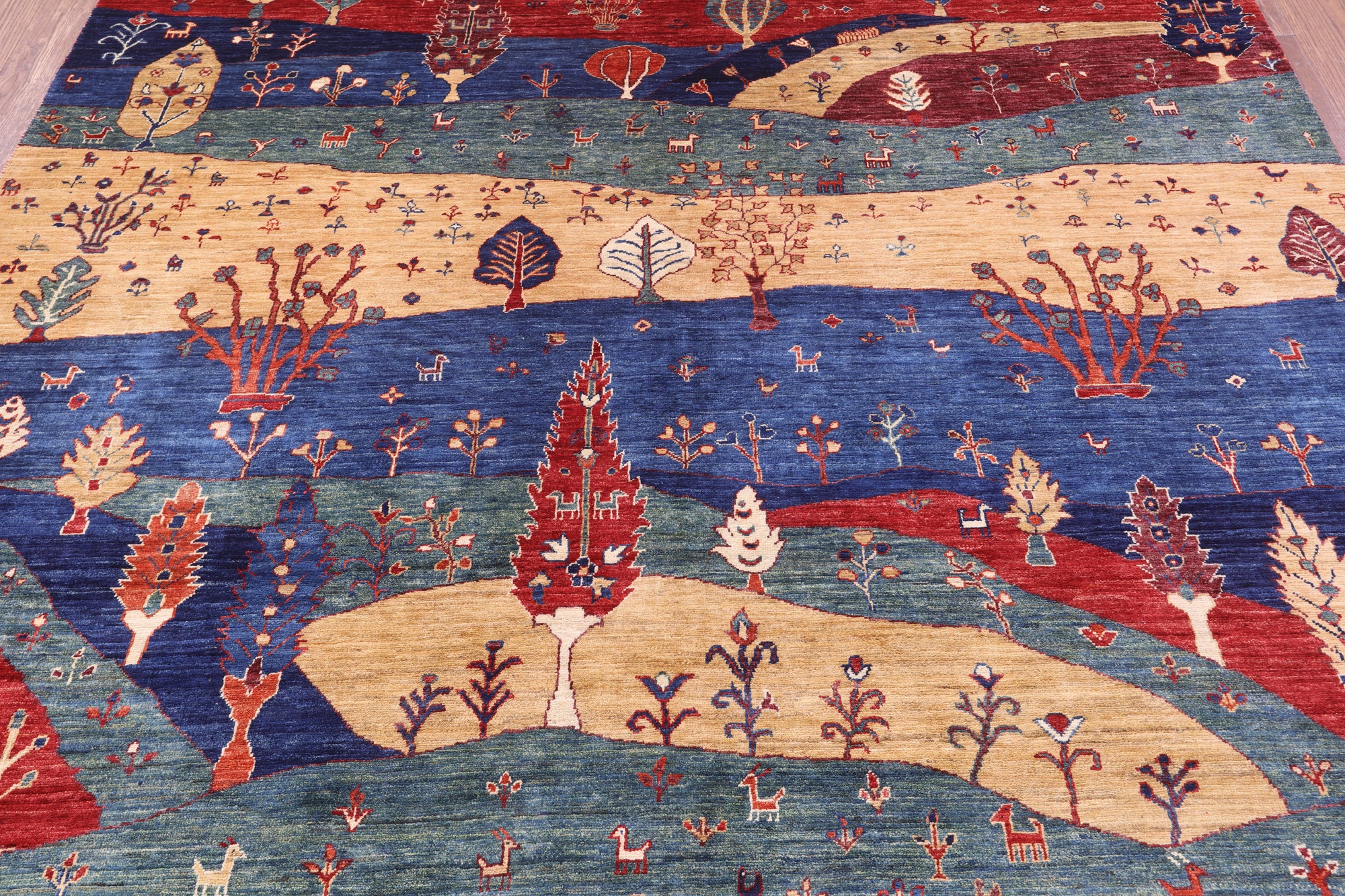 Tribal Persian Gabbeh Hand Knotted Wool Rug - 7' 10" X 9' 8" - Golden Nile