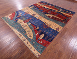 Tribal Persian Gabbeh Hand Knotted Wool Rug - 7' 10" X 9' 8" - Golden Nile