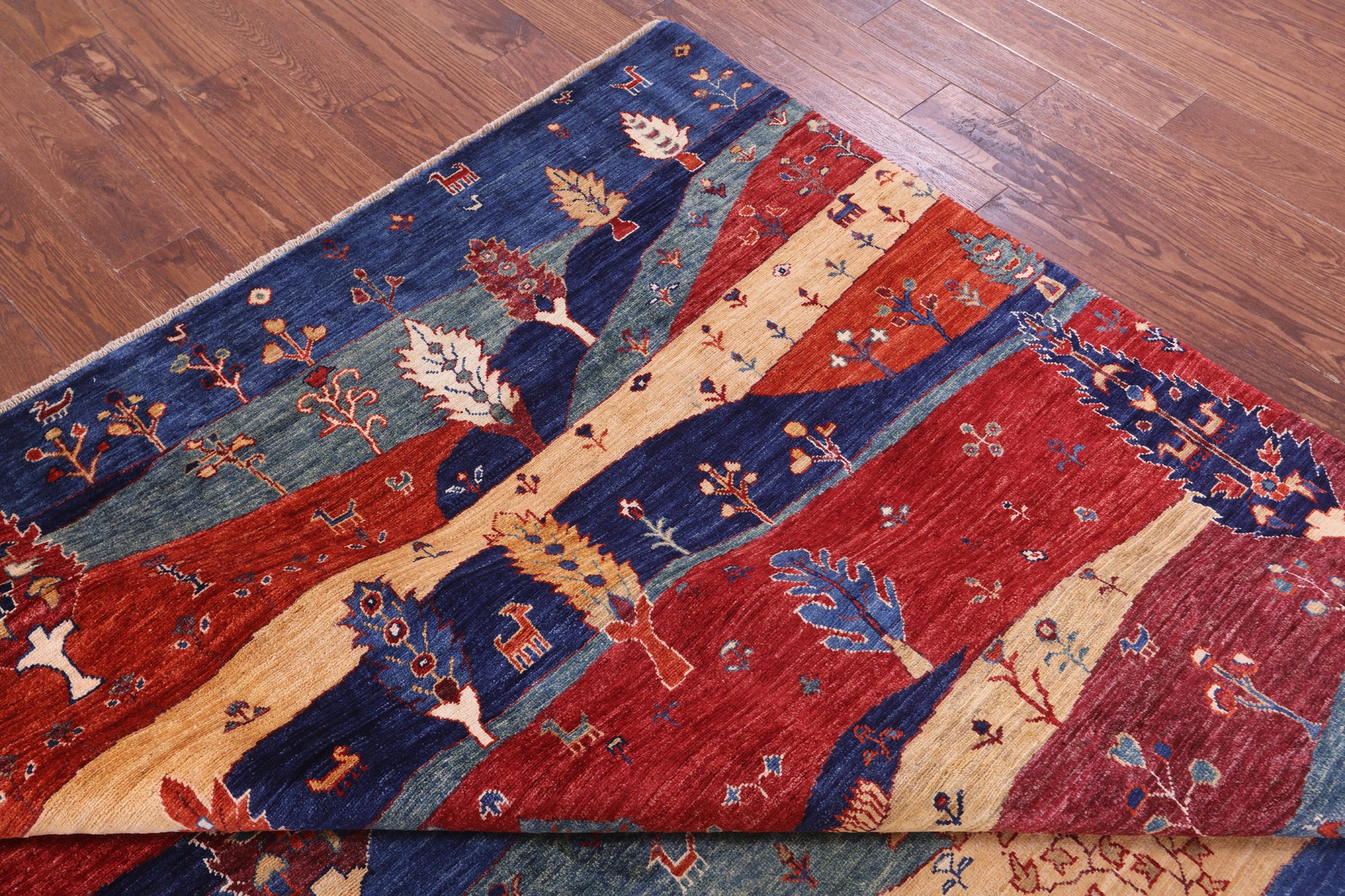 Tribal Persian Gabbeh Hand Knotted Wool Rug - 7' 10" X 9' 8" - Golden Nile