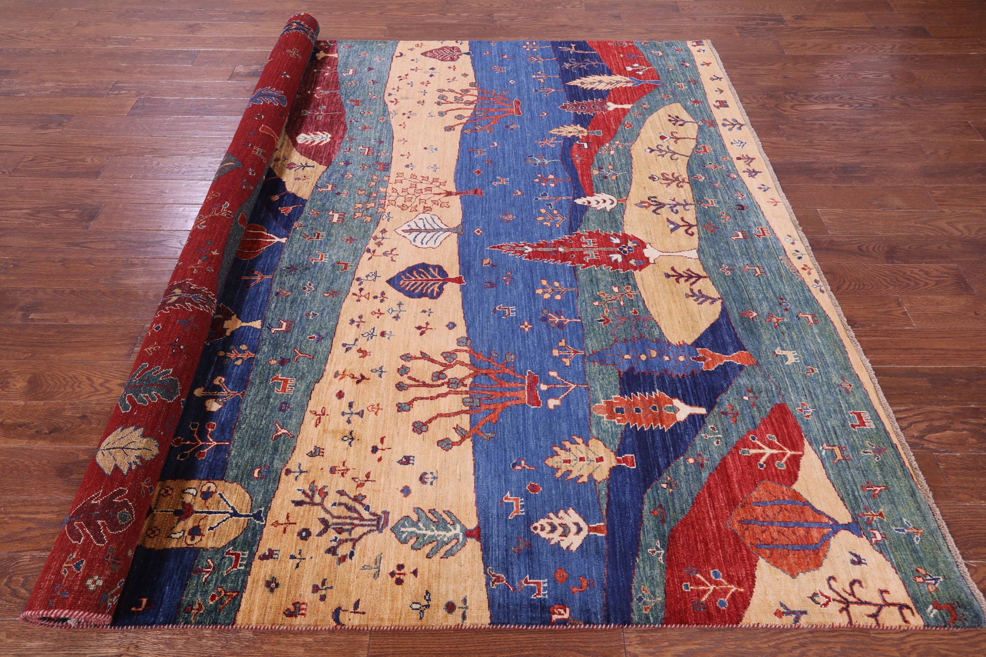 Tribal Persian Gabbeh Hand Knotted Wool Rug - 7' 10" X 9' 8" - Golden Nile