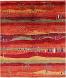 Tribal Persian Gabbeh Handmade Wool Rug - 8' 2" X 9' 9" - Golden Nile