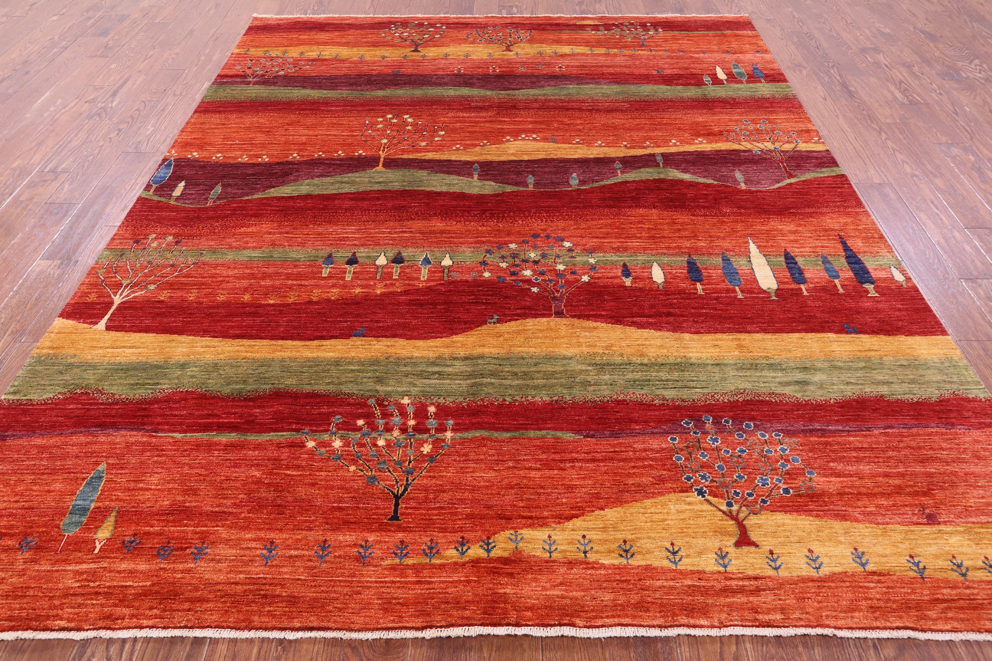 Tribal Persian Gabbeh Handmade Wool Rug - 8' 2" X 9' 9" - Golden Nile