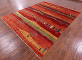 Tribal Persian Gabbeh Handmade Wool Rug - 8' 2" X 9' 9" - Golden Nile