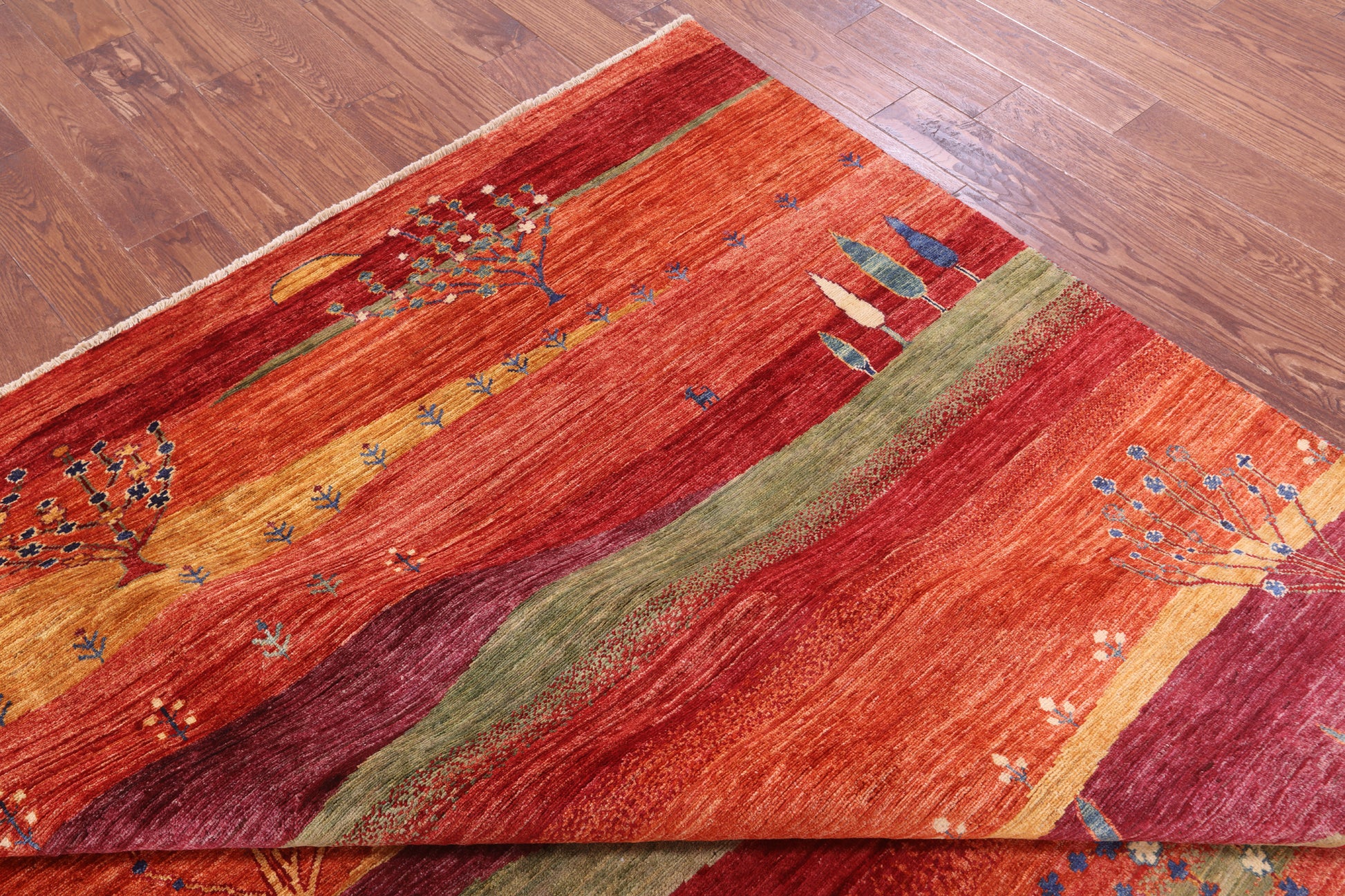 Tribal Persian Gabbeh Handmade Wool Rug - 8' 2" X 9' 9" - Golden Nile