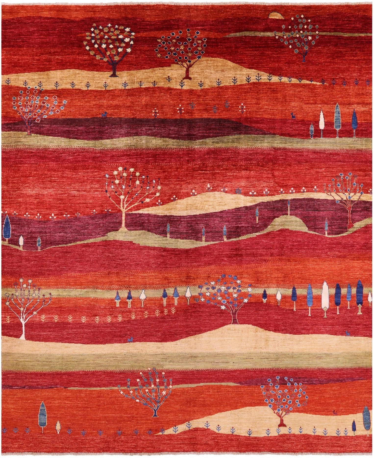 Tribal Persian Gabbeh Hand Knotted Wool Rug - 8' 2" X 9' 10" - Golden Nile