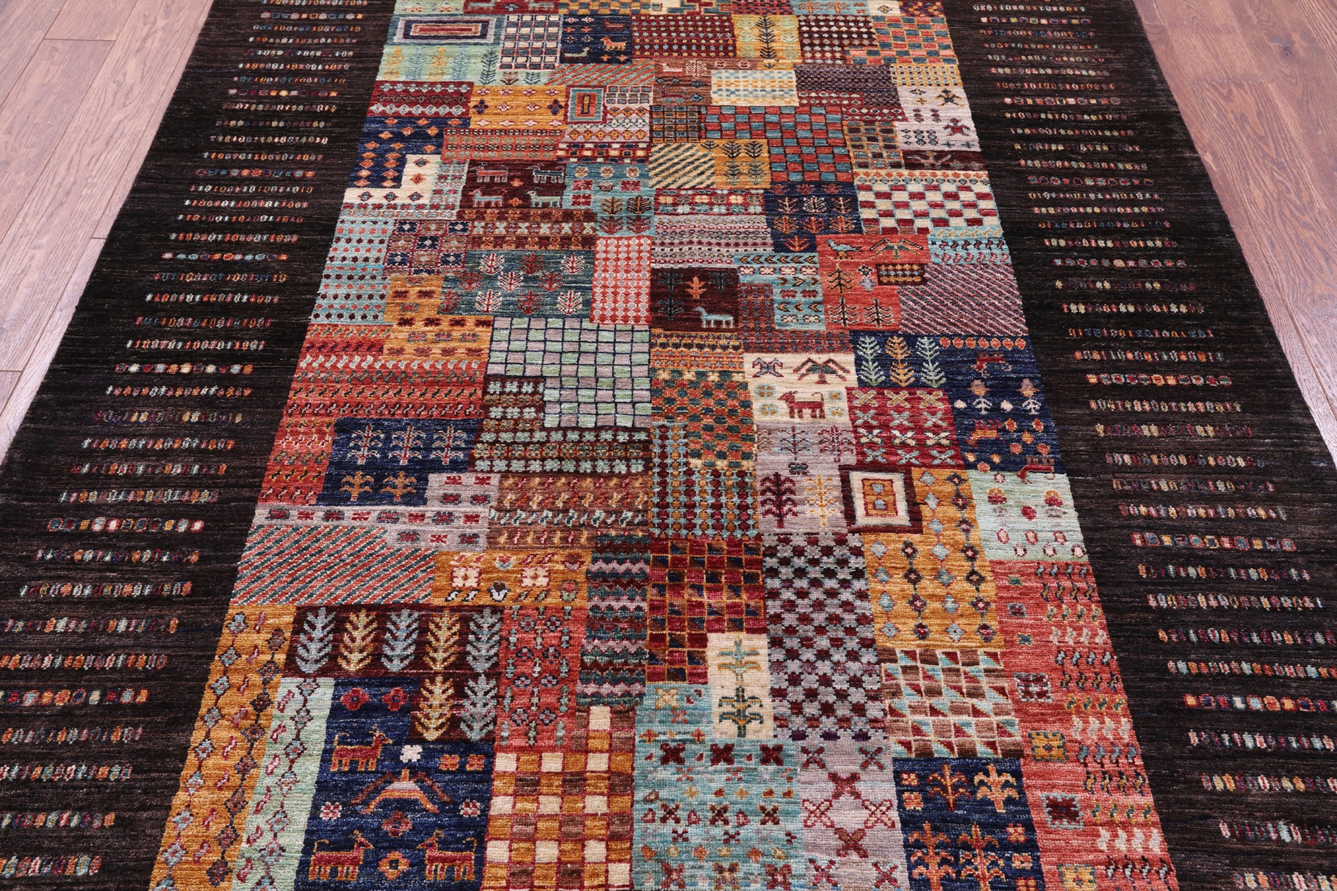 Brown Tribal Persian Gabbeh Handmade Wool Rug - 5' 8" X 7' 8" - Golden Nile