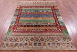 Tribal Persian Gabbeh Hand Knotted Wool Rug - 5' 0" X 6' 8" - Golden Nile