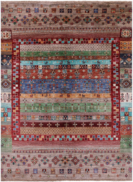Tribal Persian Gabbeh Hand Knotted Wool Rug - 5' 0" X 6' 8" - Golden Nile