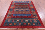 Tribal Persian Gabbeh Hand Knotted Wool Rug - 5' 7" X 8' 0" - Golden Nile