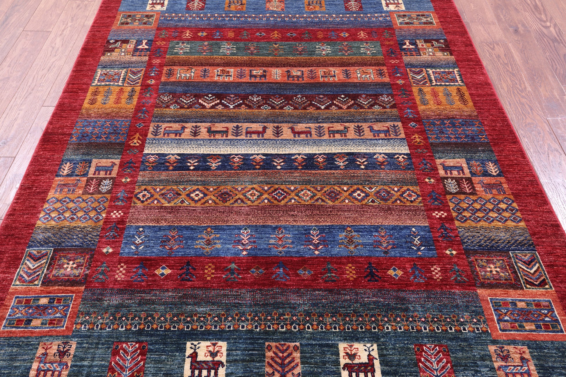 Tribal Persian Gabbeh Hand Knotted Wool Rug - 5' 7" X 8' 0" - Golden Nile