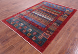 Tribal Persian Gabbeh Hand Knotted Wool Rug - 5' 7" X 8' 0" - Golden Nile