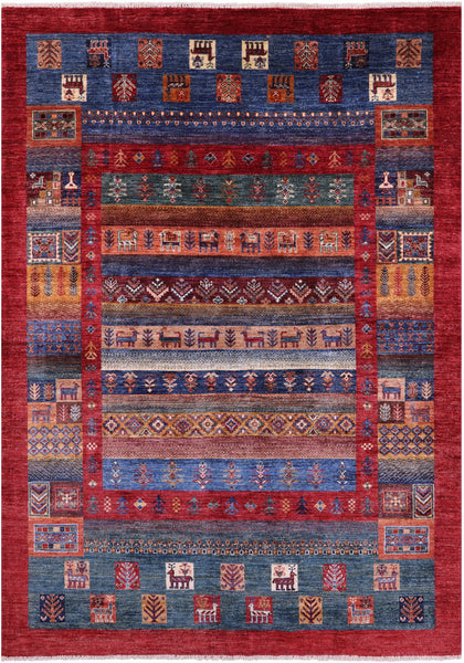 Tribal Persian Gabbeh Hand Knotted Wool Rug - 5' 7" X 8' 0" - Golden Nile