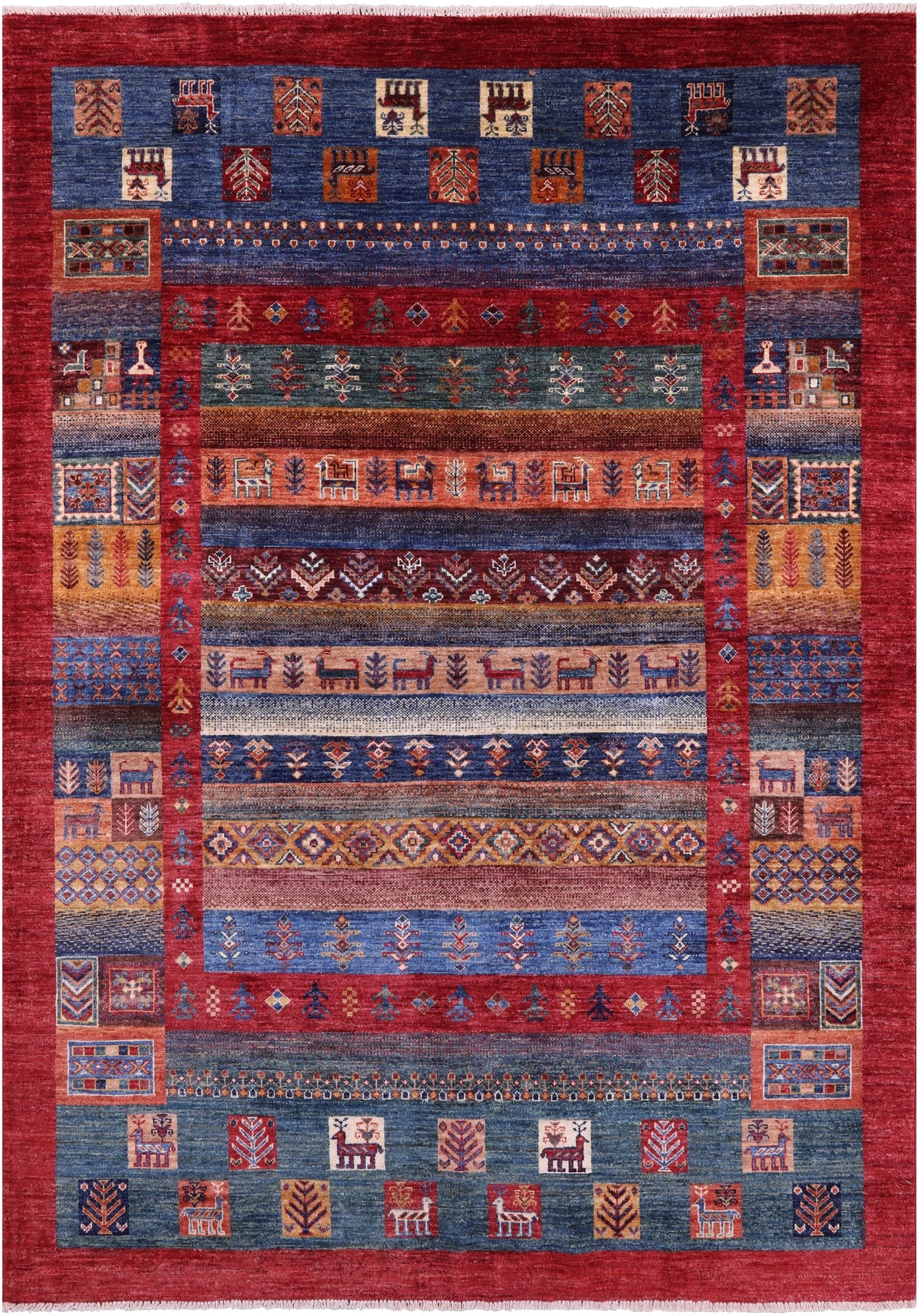 Tribal Persian Gabbeh Hand Knotted Wool Rug - 5' 7" X 8' 0" - Golden Nile