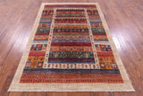 Tribal Persian Gabbeh Hand Knotted Wool Rug - 5' 7" X 8' 1" - Golden Nile