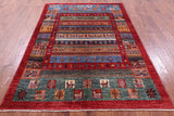 Tribal Persian Gabbeh Hand Knotted Wool Rug - 5' 7" X 8' 0" - Golden Nile