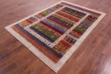 Tribal Persian Gabbeh Handmade Wool Rug - 5' 5" X 7' 7" - Golden Nile