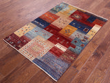 Tribal Persian Gabbeh Hand Knotted Wool Rug - 3' 4" X 4' 10" - Golden Nile