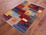 Tribal Persian Gabbeh Hand Knotted Wool Rug - 3' 4" X 4' 10" - Golden Nile