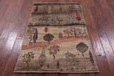 Tribal Persian Gabbeh Hand Knotted Wool Rug - 3' 3" X 5' 1" - Golden Nile
