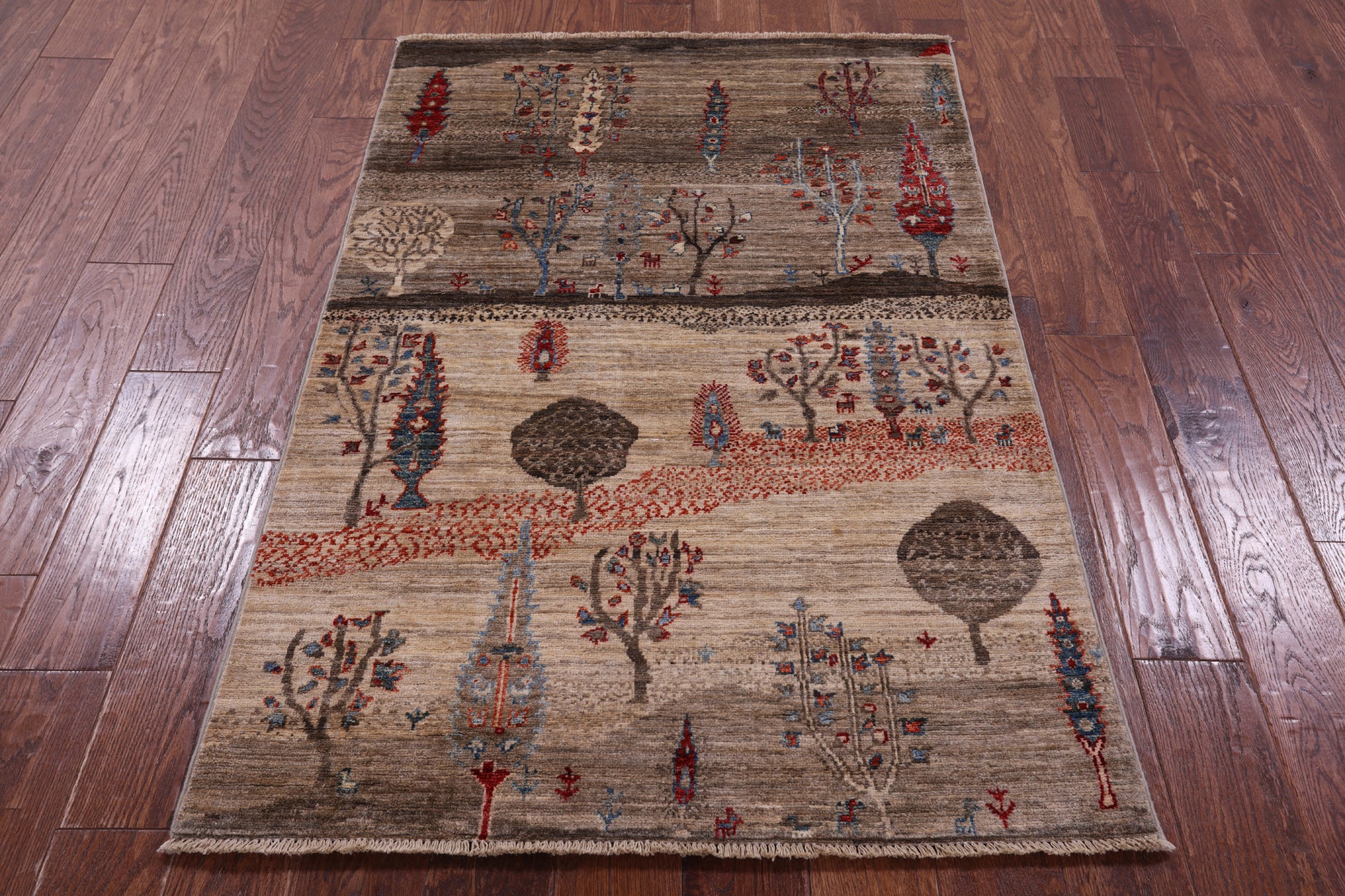 Tribal Persian Gabbeh Hand Knotted Wool Rug - 3' 3" X 5' 1" - Golden Nile