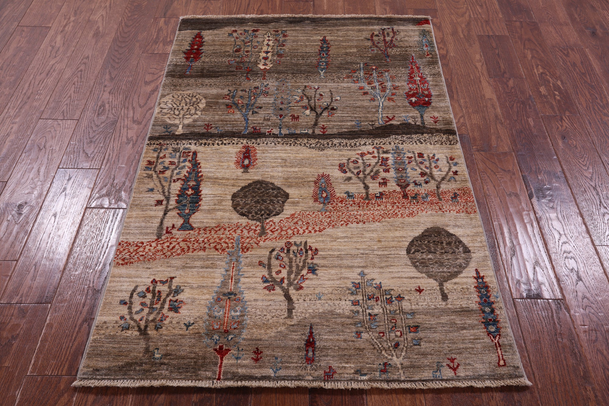 Tribal Persian Gabbeh Hand Knotted Wool Rug - 3' 3" X 5' 1" - Golden Nile