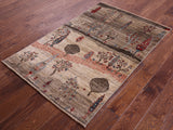 Tribal Persian Gabbeh Hand Knotted Wool Rug - 3' 3" X 5' 1" - Golden Nile