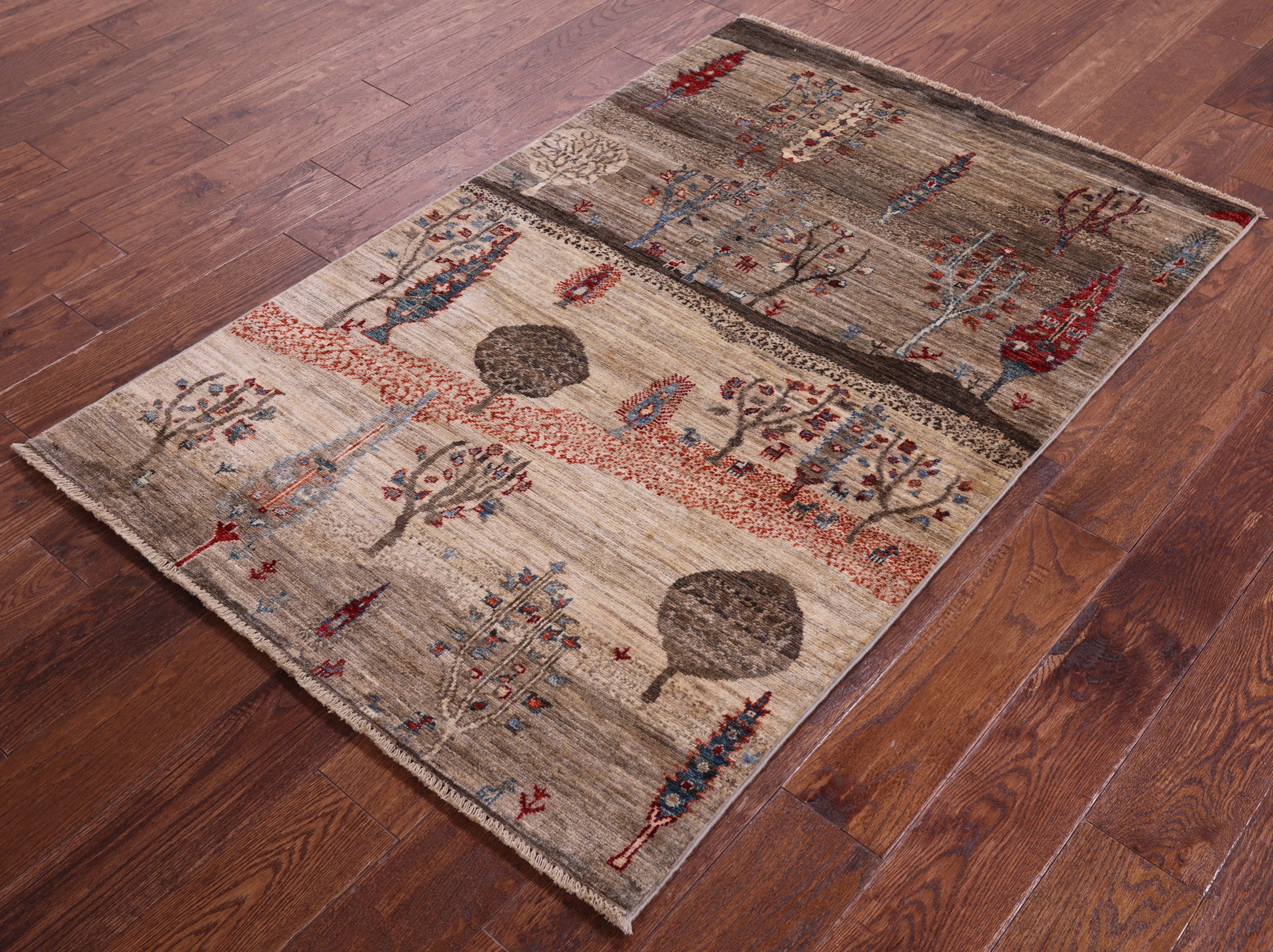 Tribal Persian Gabbeh Hand Knotted Wool Rug - 3' 3" X 5' 1" - Golden Nile