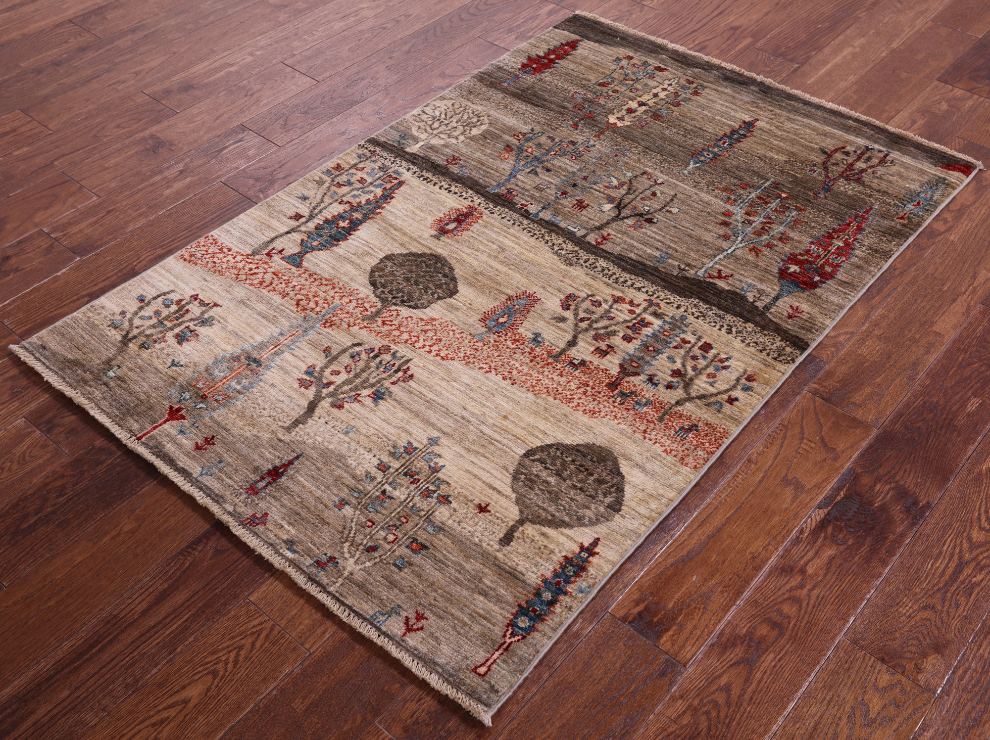 Tribal Persian Gabbeh Hand Knotted Wool Rug - 3' 3" X 5' 1" - Golden Nile