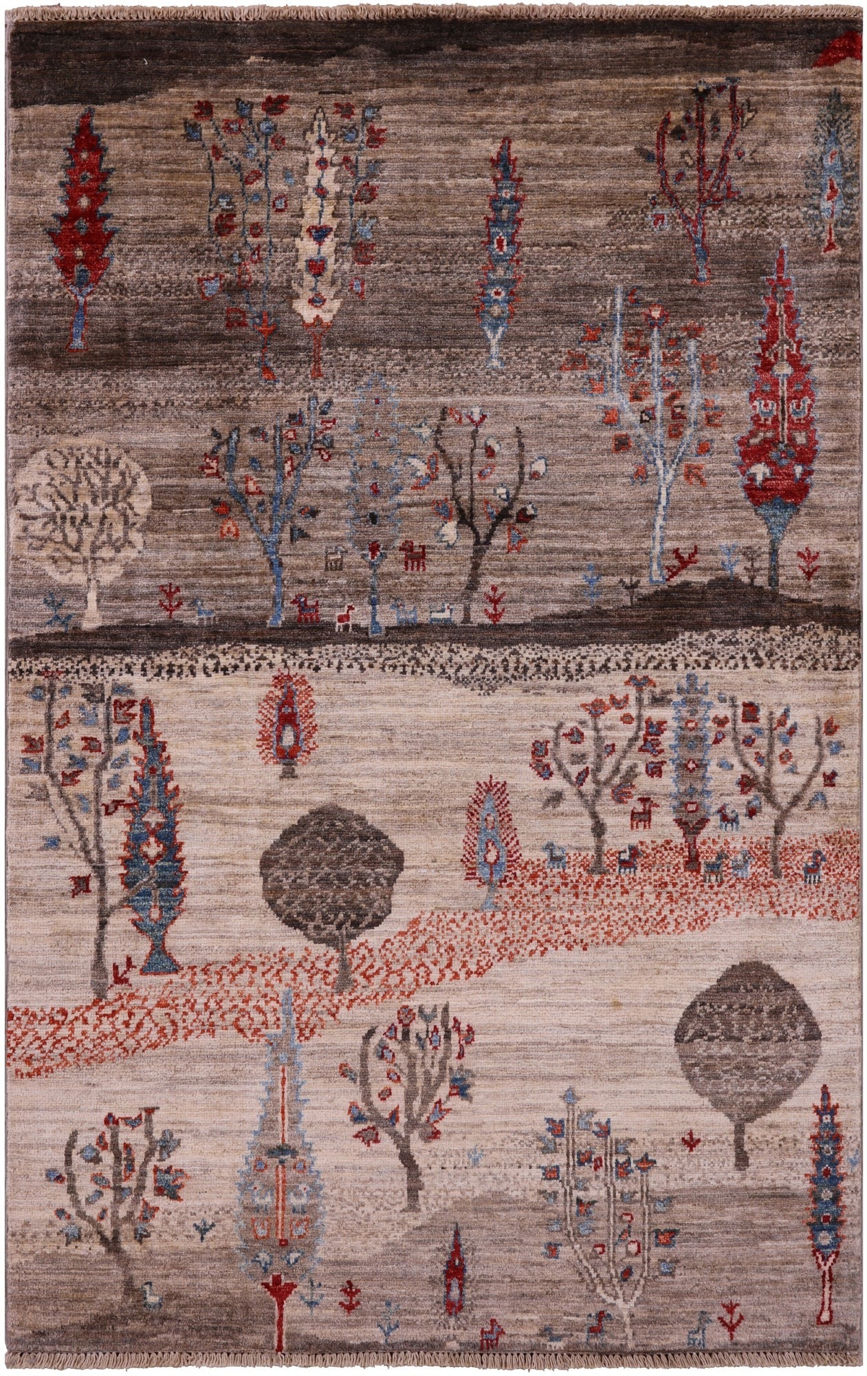 Tribal Persian Gabbeh Hand Knotted Wool Rug - 3' 3" X 5' 1" - Golden Nile
