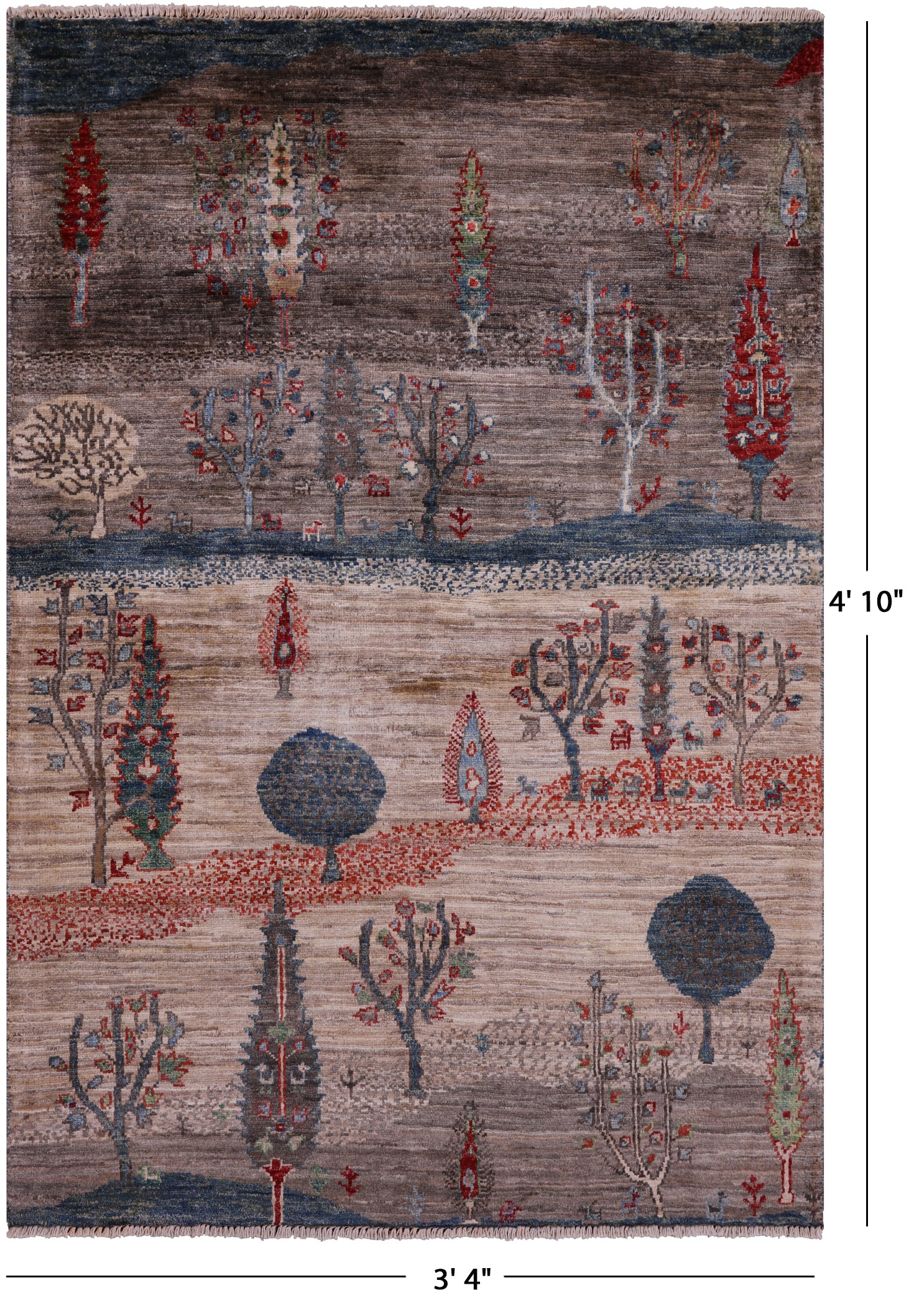 Tribal Persian Gabbeh Hand Knotted Wool Rug - 3' 4" X 4' 10" - Golden Nile