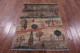 Tribal Persian Gabbeh Hand Knotted Wool Rug - 3' 4" X 4' 10" - Golden Nile