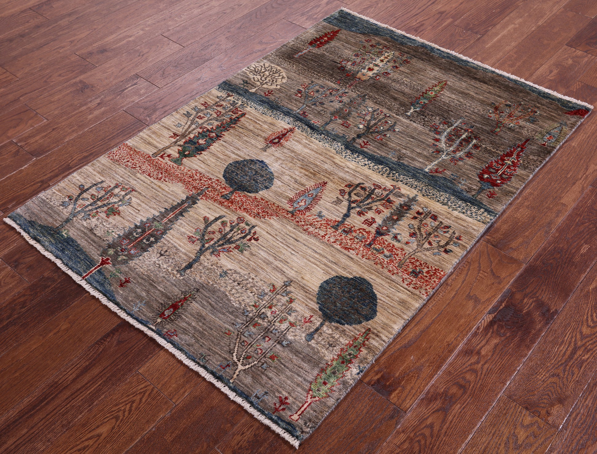 Tribal Persian Gabbeh Hand Knotted Wool Rug - 3' 4" X 4' 10" - Golden Nile