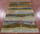 Tribal Persian Gabbeh Hand Knotted Wool Rug - 3' 11" X 5' 10" - Golden Nile