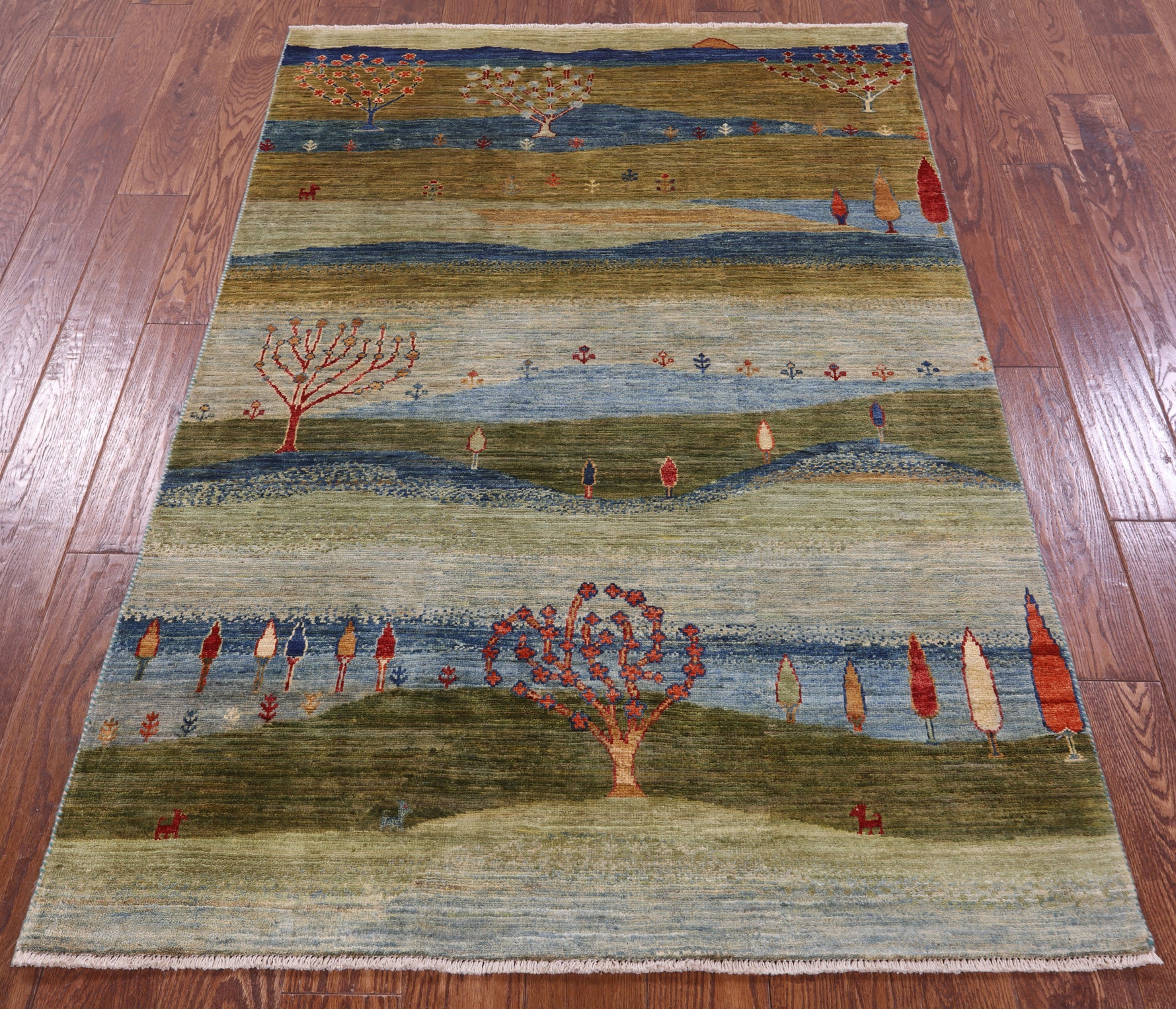 Tribal Persian Gabbeh Hand Knotted Wool Rug - 3' 11" X 5' 10" - Golden Nile